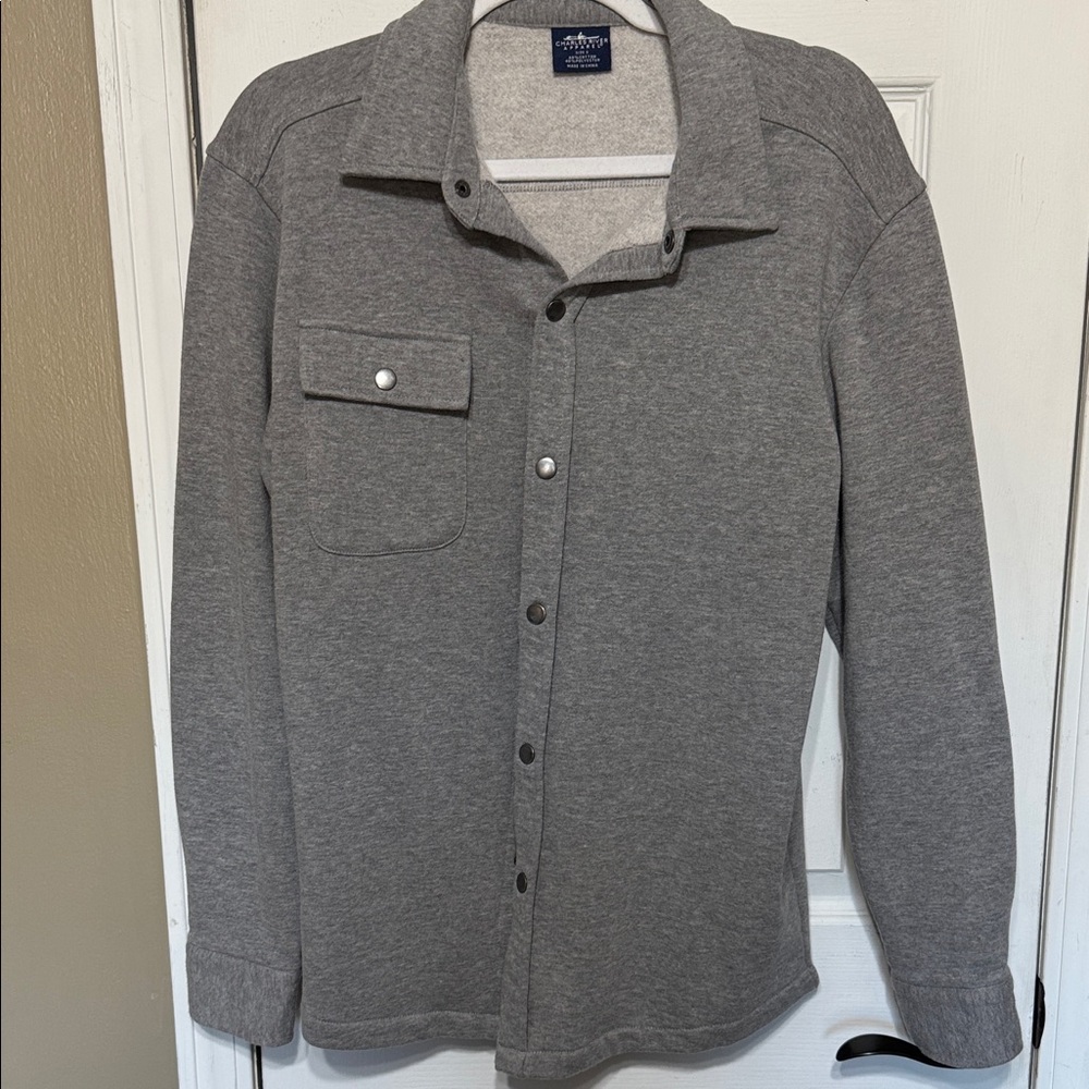 Charles River Apparel Gray Silver Snap Shacket Men's Shirt Size Small